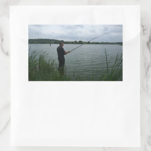 Der Fischer im Abend Rechteckiger Aufkleber (Tasche)