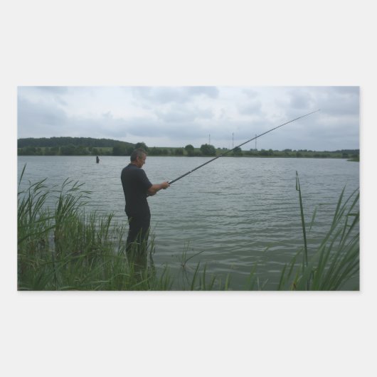 Der Fischer im Abend Rechteckiger Aufkleber (Vorderseite)