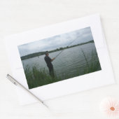 Der Fischer im Abend Rechteckiger Aufkleber (Umschlag)