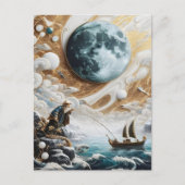 Der Fischer unter dem Mondlicht Postkarte (Vorderseite)