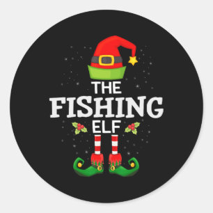 Der Fischerei-Elfen-Weihnachts-Familien-Matching-P Runder Aufkleber