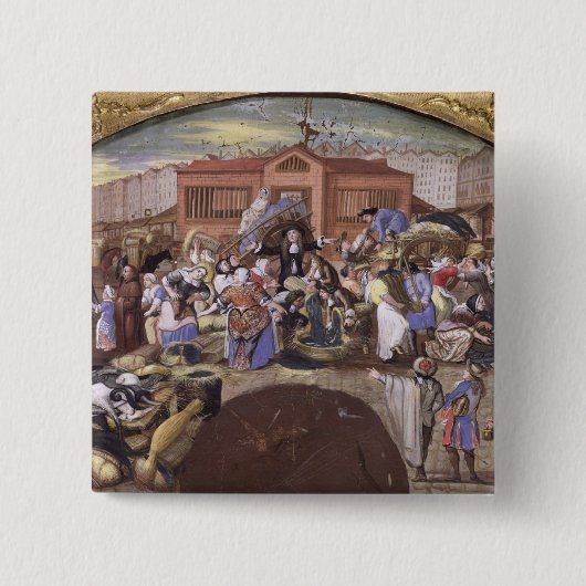 Der Fischmarkt bei Les Halles, c.1660 Button (Vorderseite)
