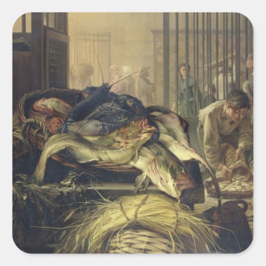 Der Fischmarkt Quadratischer Aufkleber (Vorderseite)