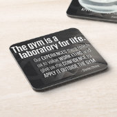 Der Fitnessraum ist ein Labor für das Leben - insp Getränkeuntersetzer (Linke Seite)