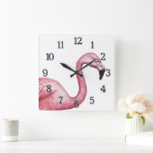 Der Flamingo Quadratische Wanduhr (Zuhause)