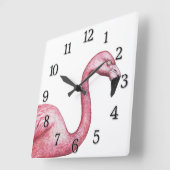 Der Flamingo Quadratische Wanduhr (Winkel)