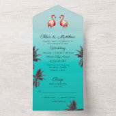 Der Flamingos Tropical Beach lädt zu einer Hochzei All In One Einladung (Innen Boden)