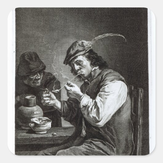 Der flämische Raucher Quadratischer Aufkleber (Vorderseite)