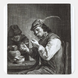 Der flämische Raucher Quadratischer Aufkleber