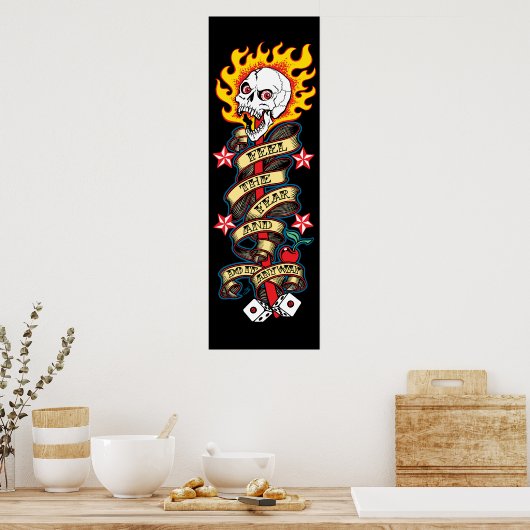 Der flammende Schädel spürt die Angst Poster (Küche)