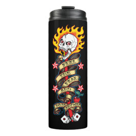 Der flammende Schädel spürt die Angst Thermosbecher