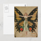 Der Flapper - Schmetterlings Mädchen Postkarte (Vorne/Hinten)