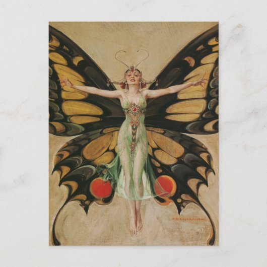 Der Flapper - Schmetterlings Mädchen Postkarte (Vorderseite)