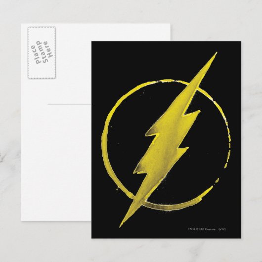 Der Flash | Gelbe BrustEmblem Postkarte (Vorne/Hinten)