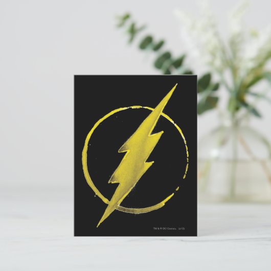 Der Flash | Gelbe BrustEmblem Postkarte (Stehend Vorderseite)