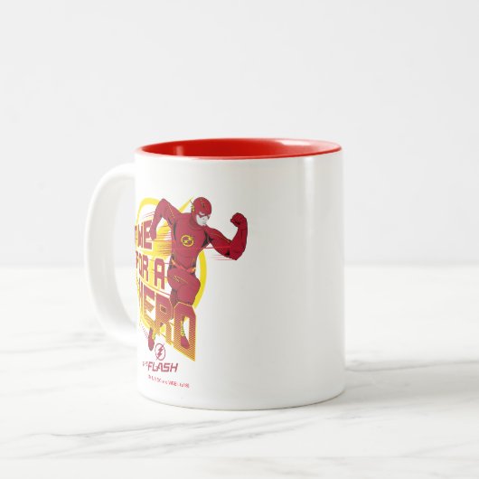 Der Flash | "Zeit für einen Helden" Grafik Zweifarbige Tasse (Vorderseite Links)
