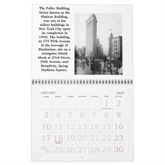 DER FLATIRON GEBÄUDE CALENDAR KALENDER (Jan 2027)