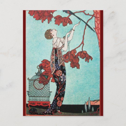 DER FLATTERHAFTE VOGEL, MODEDESIGNERIN POSTKARTE (Vorderseite)