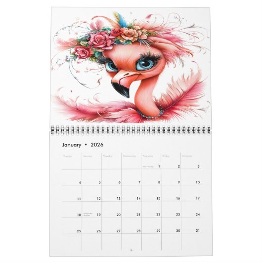 Der Flaunty Flamingo 2-Kalender Kalender (Jan 2026)