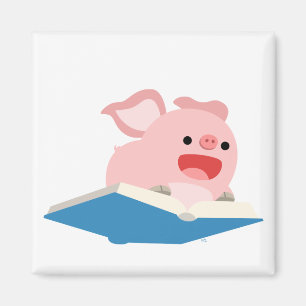 Der Fliegen-Buch-und Cartoon-Schwein-Magnet Magnet