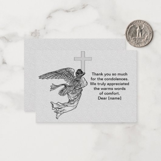 Der fliegende Engel nach der Beerdigung danke Kart Mitteilungskarte (Vorderseite/Rückseite Beispiel)