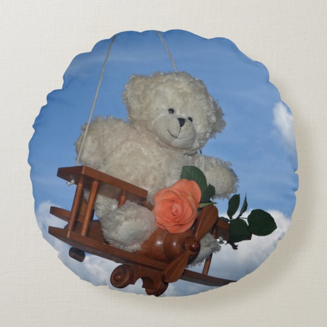 Der flieger Teddybär Rundes Kissen (Vorderseite)