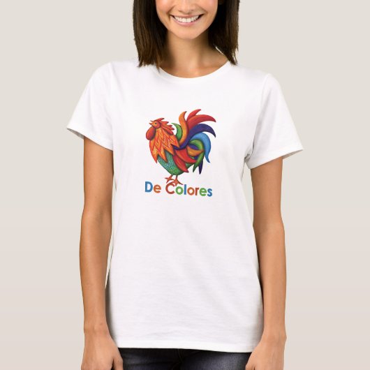 Der Flowy Frauen De Colores Rooster Gallo T-Shirt (Vorderseite)