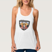 Der Flowy Racerback der Metalphant Emblem-Frauen Tank Top (Vorderseite)