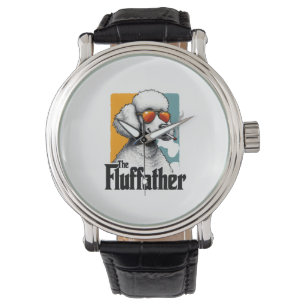 Der Fluffather Pudel Vintage Lustiger Hund Mafia V Armbanduhr