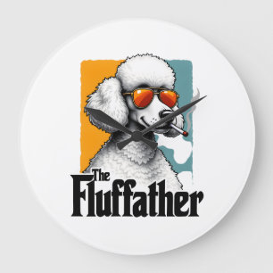 Der Fluffather Pudel Vintage Lustiger Hund Mafia V Große Wanduhr