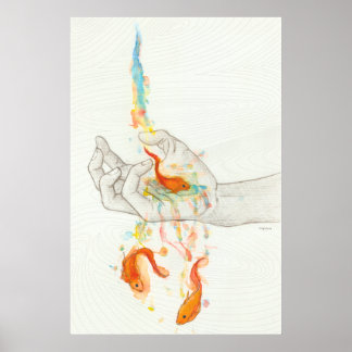Der Flug von Goldfisch Poster