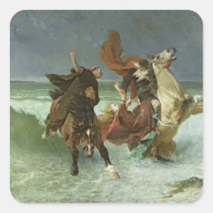 Der Flug von Gradlon Mawr c.1884 Quadratischer Aufkleber