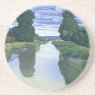 Der Fluss bei Berville von Felix Vallotton, Fine A Sandstein Untersetzer