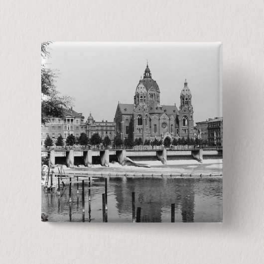 Der Fluss Isar in München, c.1910 Button (Vorderseite)