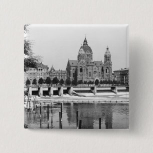 Der Fluss Isar in München, c.1910 Button