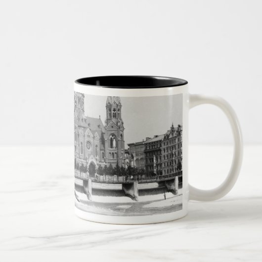 Der Fluss Isar in München, c.1910 Zweifarbige Tasse (Rechts)