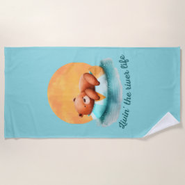 Der Fluss Life Bär | Niedliche digitale Kunst Strandtuch