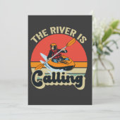 Der Fluss nennt Funny Kayak Outdoor Retro Einladung (Stehend Vorderseite)
