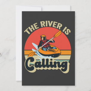 Der Fluss nennt Funny Kayak Outdoor Retro Einladung