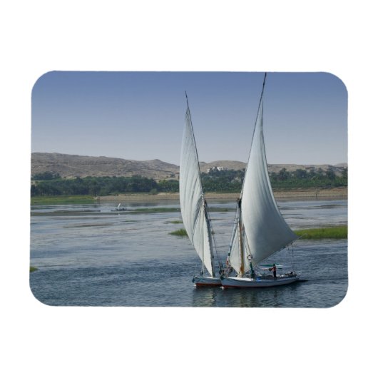Der Fluss Nil und Segelboote, die als Magnet (Horizontal)