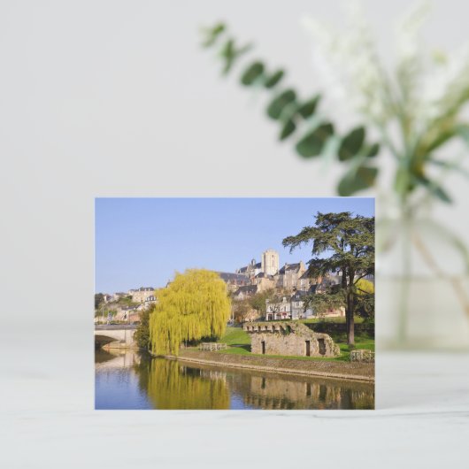 Der Fluss Sarthe bei Le Mans in Frankreich Postkarte (Stehend Vorderseite)