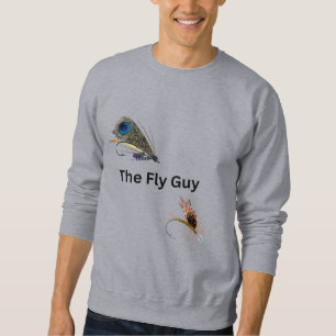 Der Fly-Typ. Fischfang, Fischer, Graue Sweatshirt