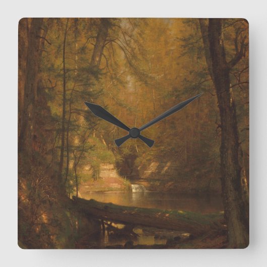 Der Forellenpool (1870) Artwork - Wall Clock Quadratische Wanduhr (Vorderseite)