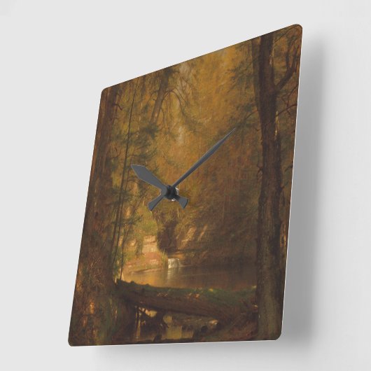 Der Forellenpool (1870) Artwork - Wall Clock Quadratische Wanduhr (Winkel)