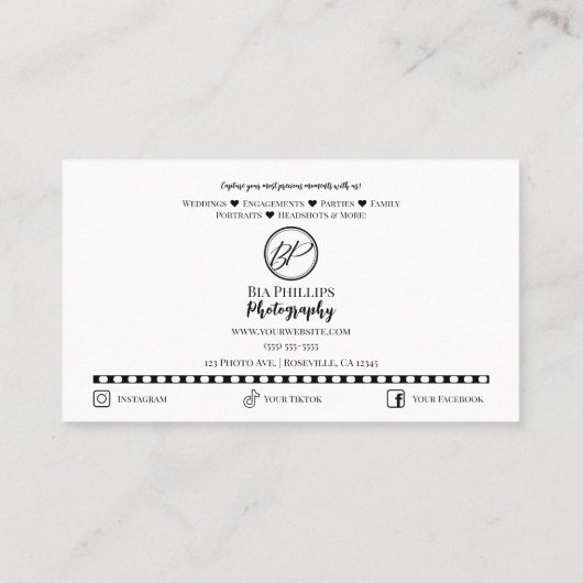 Der Fotograf für das mystische Tarot Visitenkarte (Rückseite)