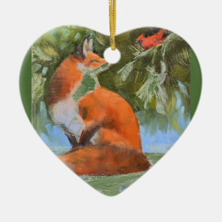 Der Fox und der Kardinal Keramikornament