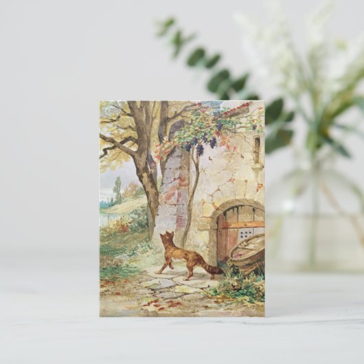 Der Fox und die Trauben, Illustration für Postkarte (Stehend Vorderseite)