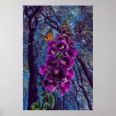 Der Foxglove mit Schmetterling in den Wäldern Gemä Poster (Vorne)