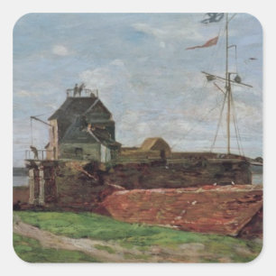 Der Francois-Ier-Turm in le Havre, 1852 Quadratischer Aufkleber