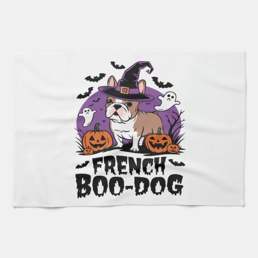 Der französische Boohund � die Spookiest Pup Geschirrtuch (Horizontal)